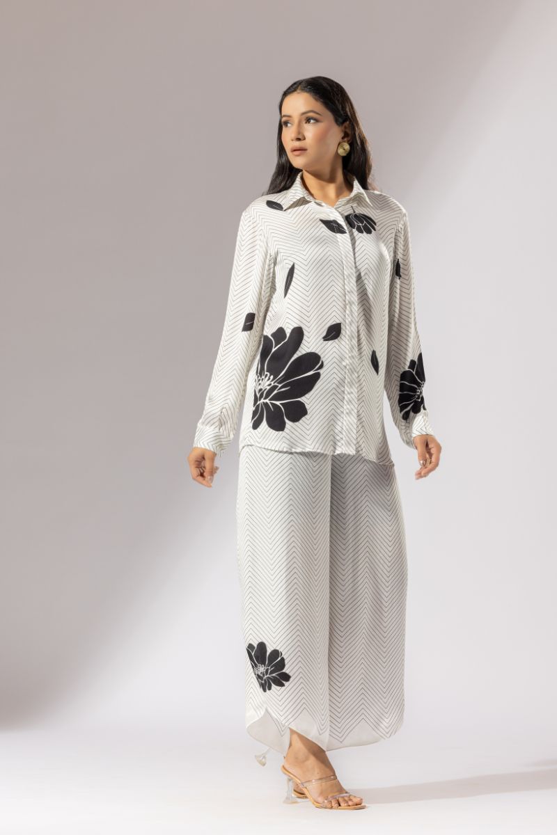 Sakura Satin Silk Shirt - Ivory