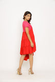 Red-Pink Asymmetrical Dress