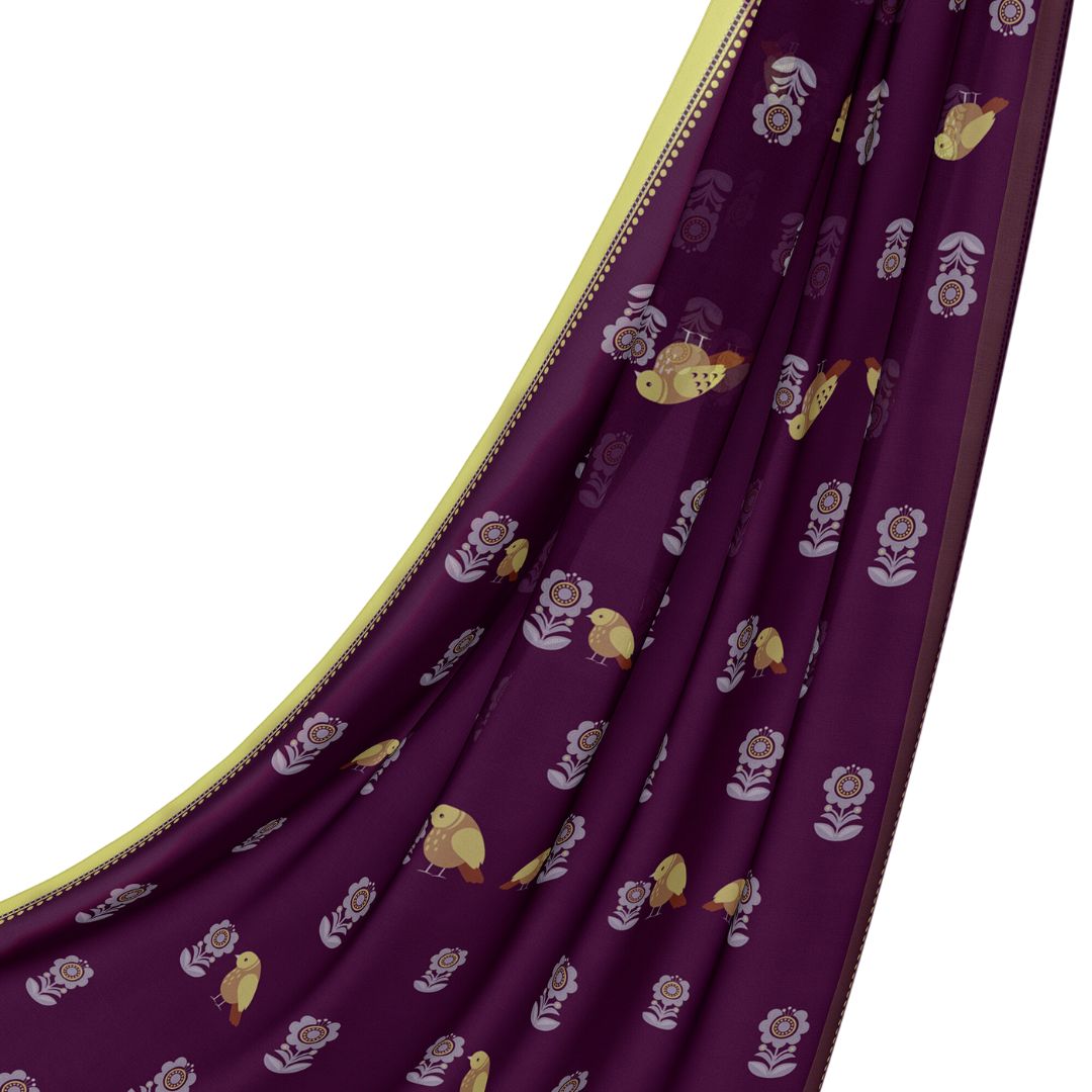 Fluttering Beauty Crepe Saree - Deep Purple