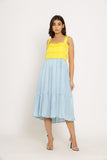 Yellow-Ice Blue Midi Dress