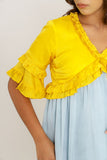 Yellow-Ice Blue Frill Dress