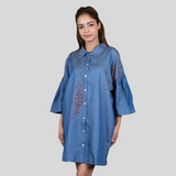 Denim Crystal Shirt Dress