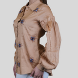 Tan Brown Crystal Shirt