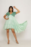 Teal-Tea Green Asymmetrical Dress