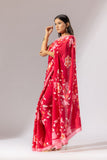 Floral Symphony Crepe Saree - Red