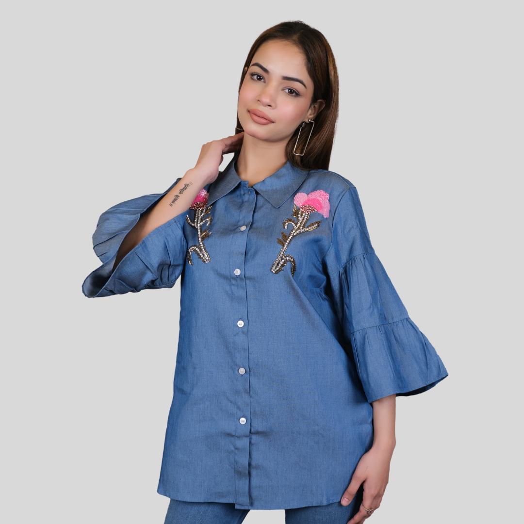 Denim Floral Shirt