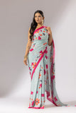 Bouquet Breeze Crepe Saree - Sea Green