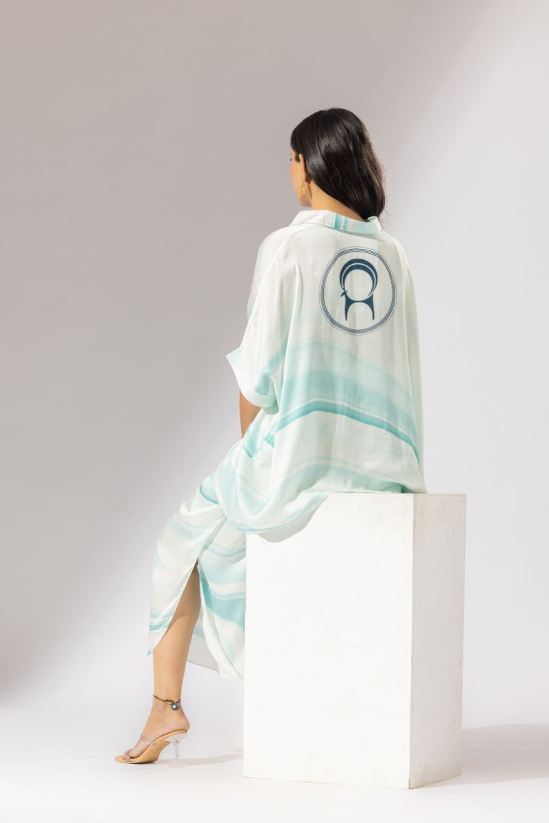 Sika Satin Silk Boxy Shirt - Light Blue