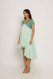 Teal-Tea Green Asymmetrical Dress