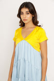 Yellow-Ice Blue Asymmetrical Dress