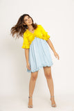 Yellow-Ice Blue Frill Dress