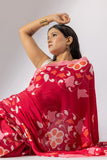 Floral Symphony Crepe Saree - Red