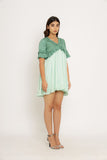 Teal-Tea Green Frill Dress