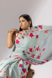 Bouquet Breeze Crepe Saree - Sea Green