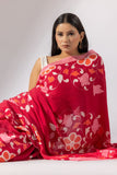 Floral Symphony Crepe Saree - Red