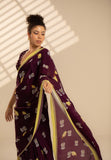 Fluttering Beauty Crepe Saree - Deep Purple