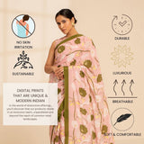 Paradise Blooms Crepe Saree - Light Pink