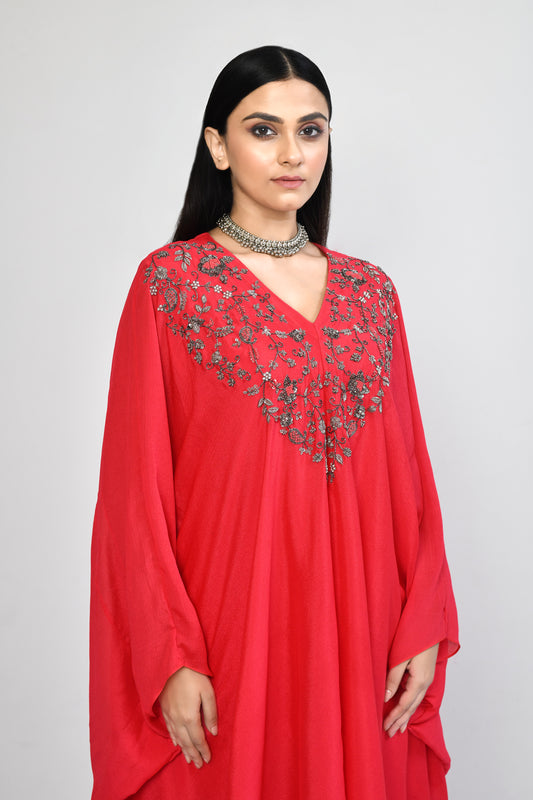 Cowl Chiffon Kaftan Tunic Set