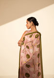 Paradise Blooms Crepe Saree - Light Pink