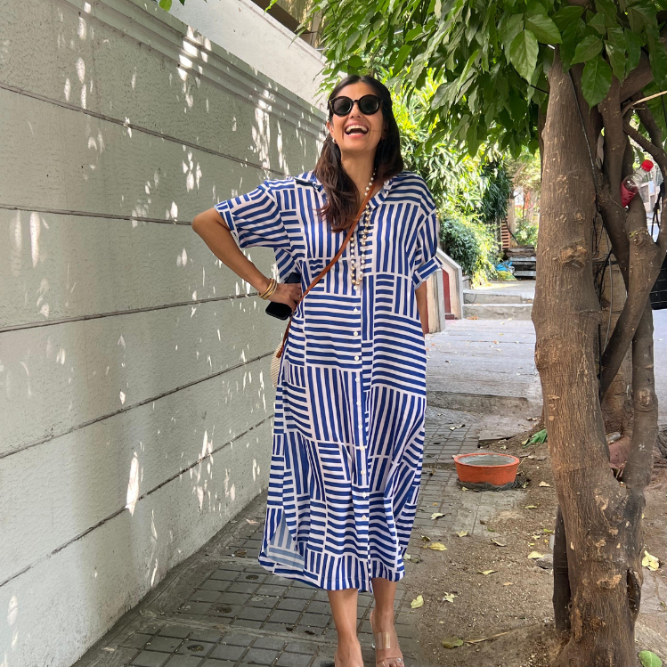 Blue & White stripes Shirt Dress