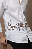 Elephant Horse Shirt Men - White