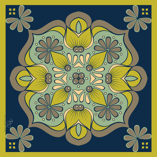 Sacred Geometry Cotton Scarf - Navy