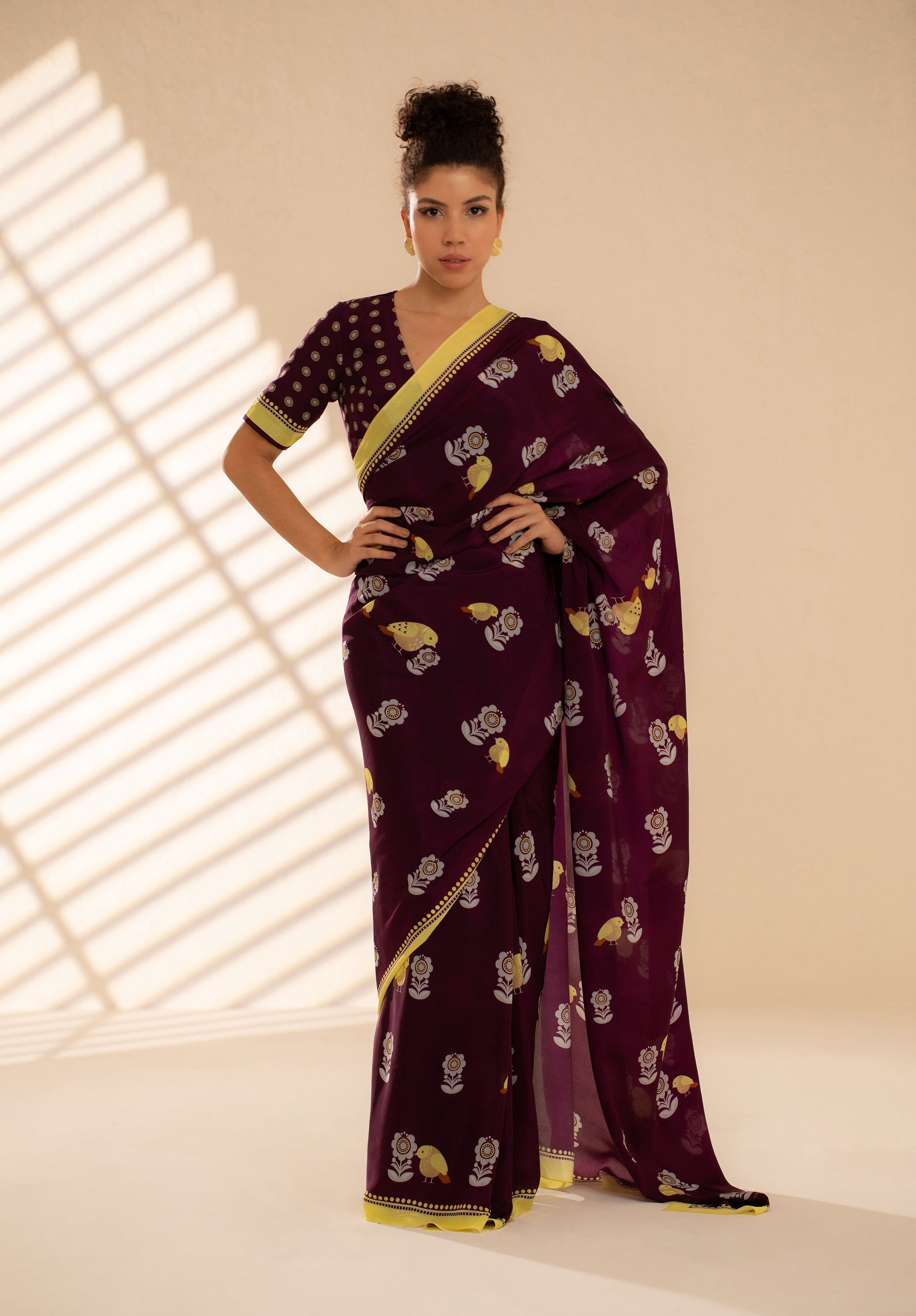 Fluttering Beauty Crepe Saree - Deep Purple