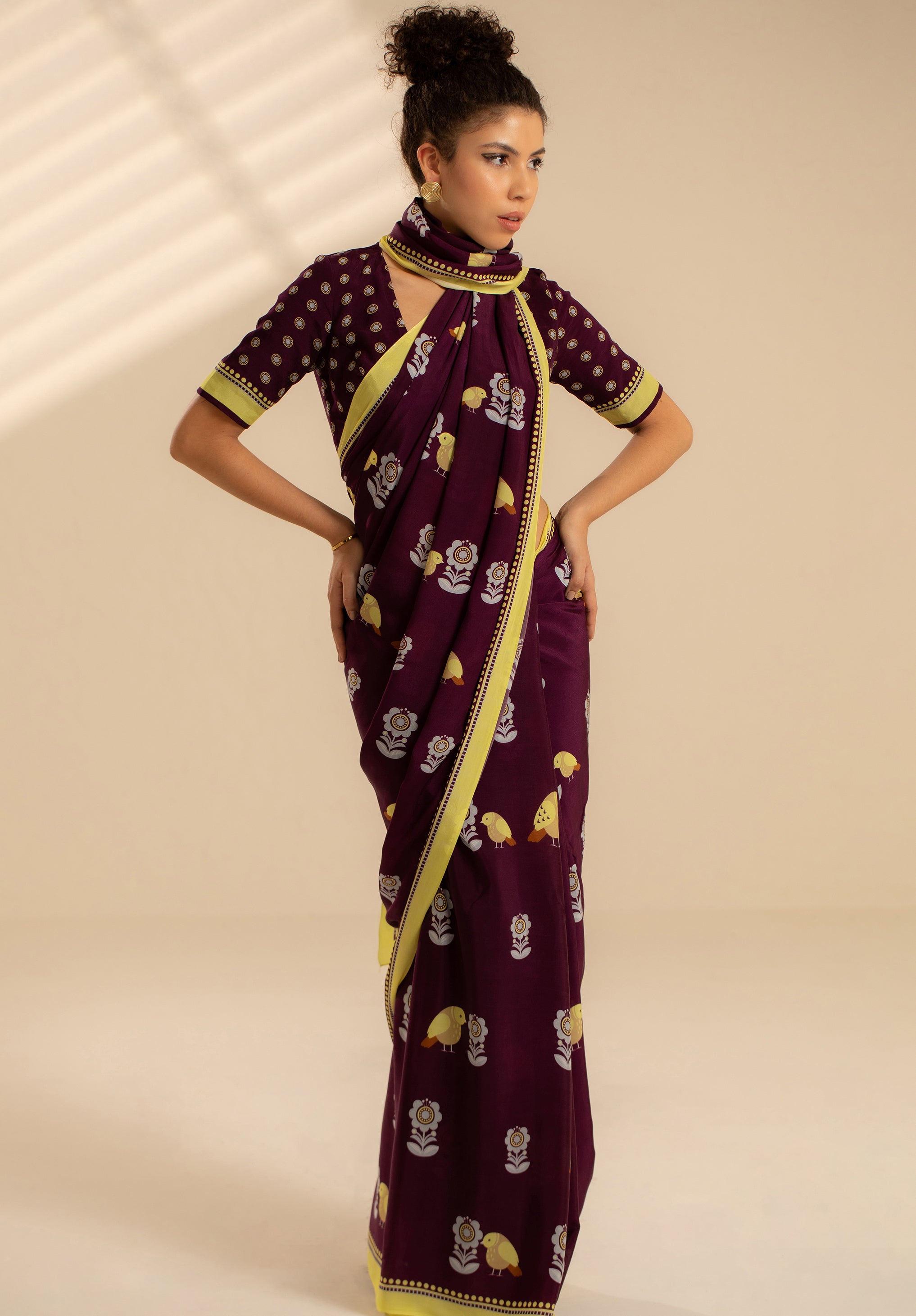 Fluttering Beauty Crepe Saree - Deep Purple