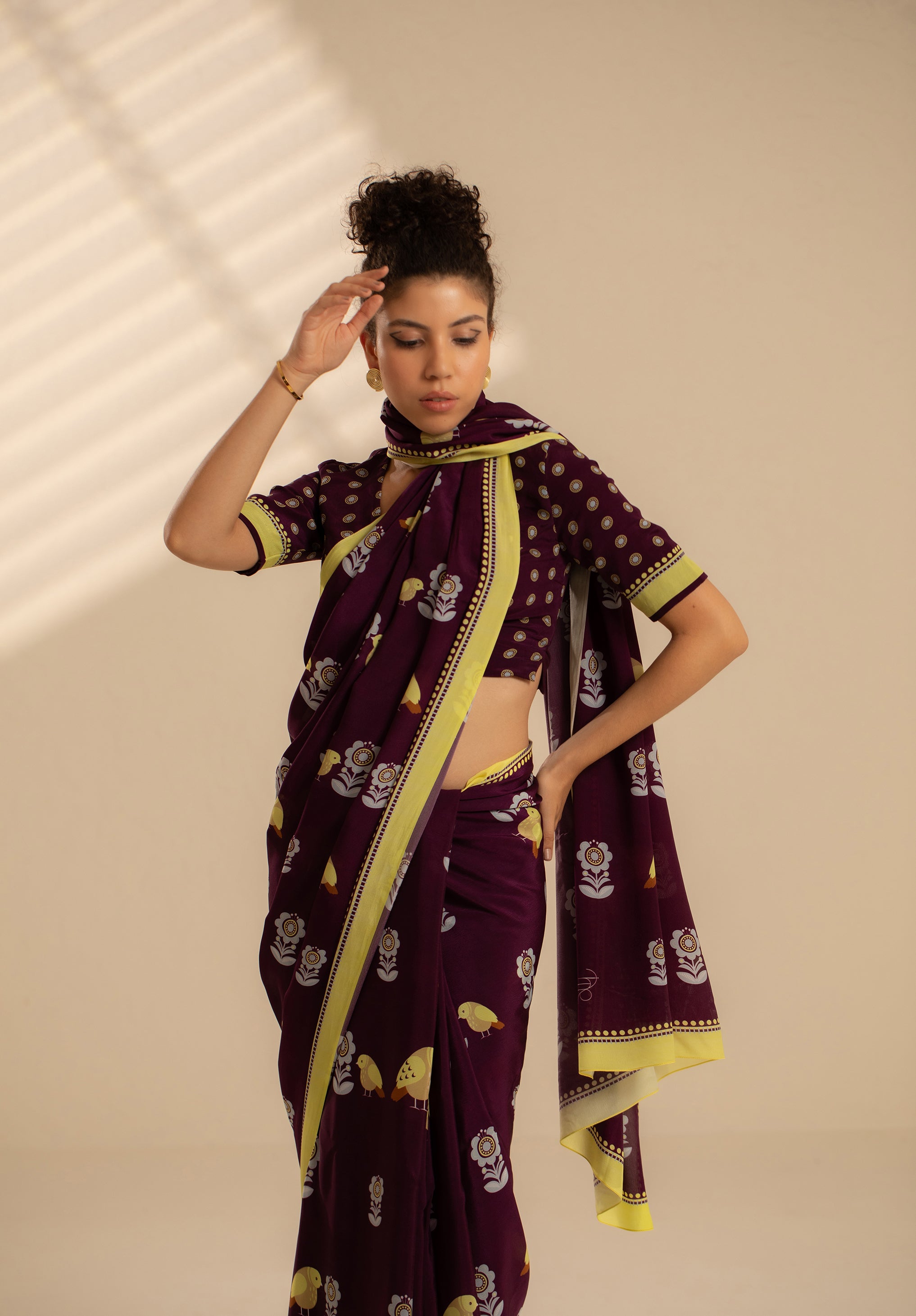 Fluttering Beauty Crepe Saree - Deep Purple