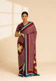 Retro Fusion Satin Georgette Saree - Maroon