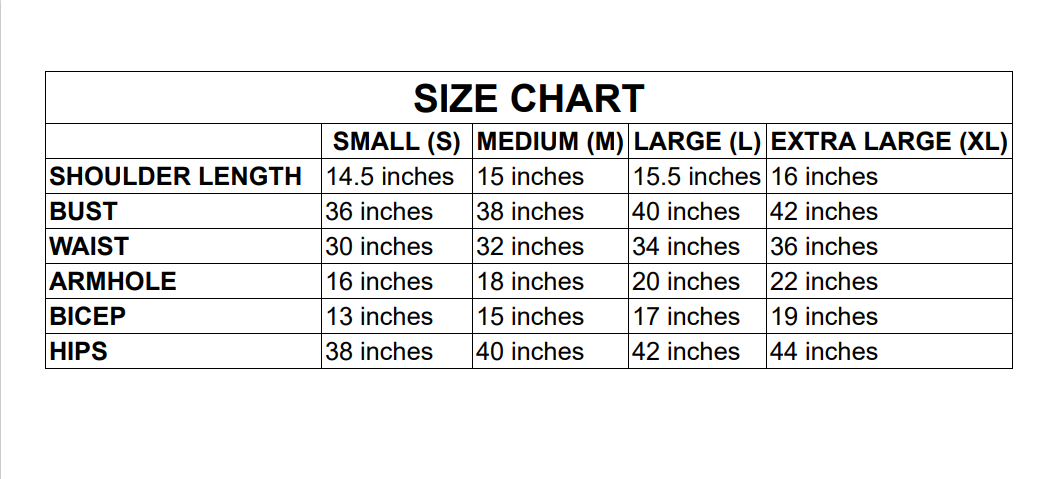 size chart