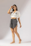 Starling Satin Silk Crop Top - Ivory