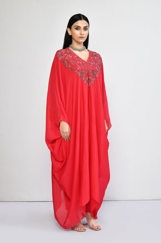 Cowl Chiffon Kaftan Tunic Set